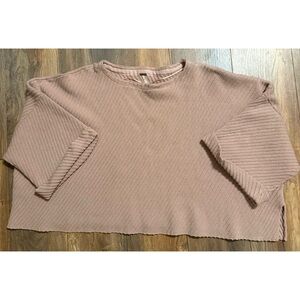 Free People Size Large I Can’t Wait Oversized Cropped Sweater Dusty Pink